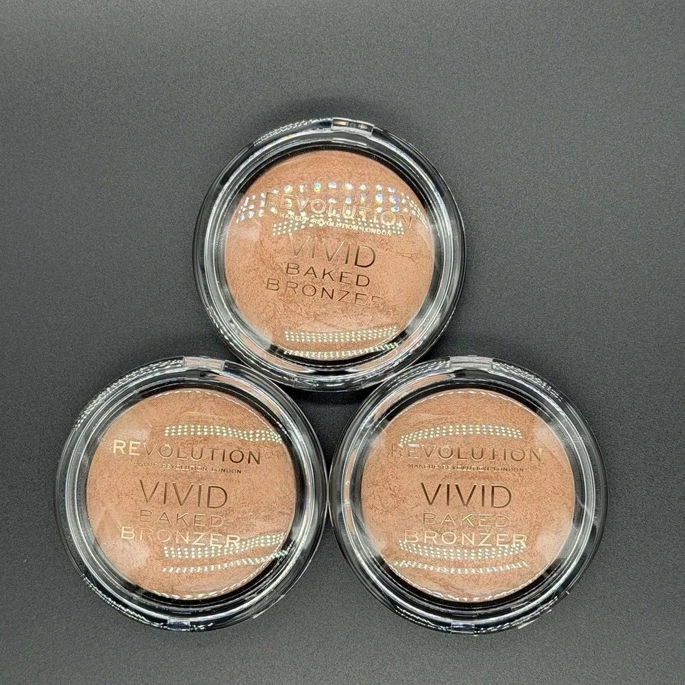 Revolution Beauty VIVID BAKED BRONZER Powder Compact GOLDEN DAYS 3 Pack